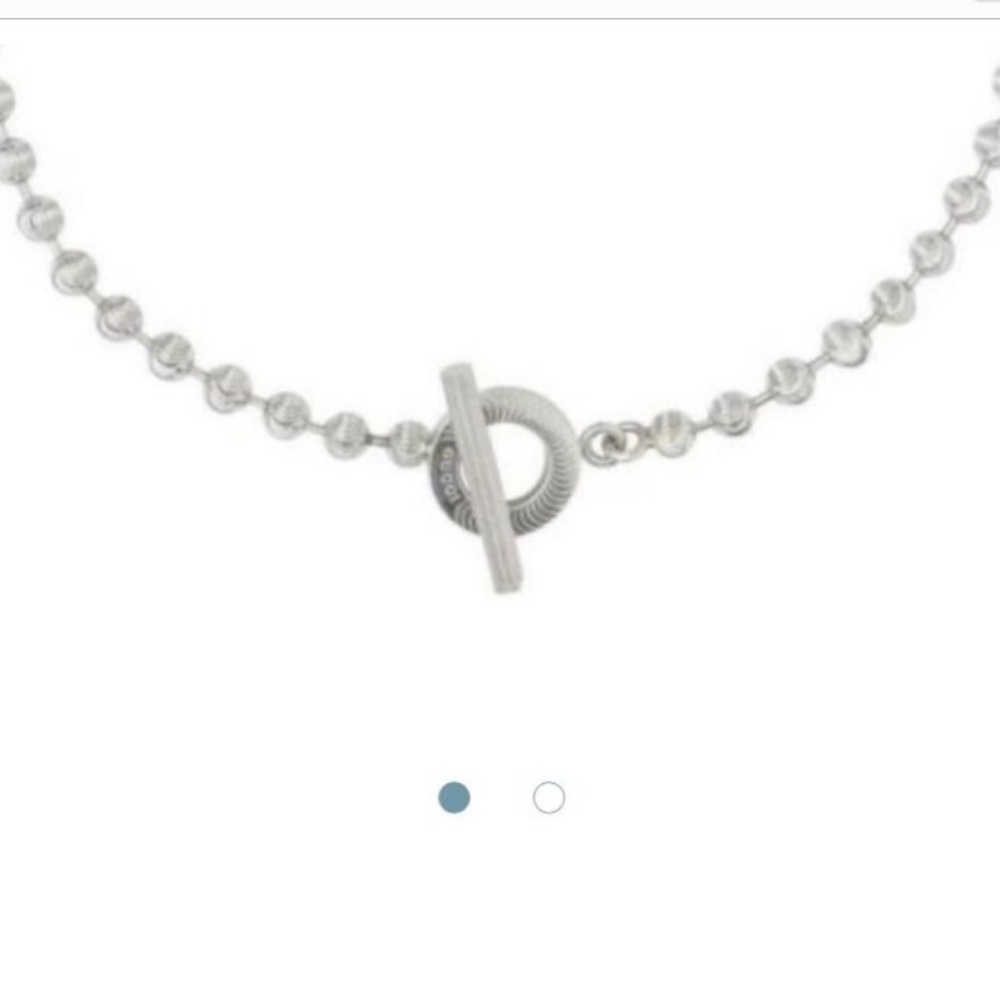 GUCCI Sterling Silver Boule Beaded Choker Toggle Necklace 16 inches - Picture 9 of 9